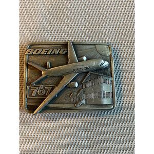 BELT BUCKLE BOEING 767 Airplane Jet Vintage 1982 Siskiyou buckle made in the USA